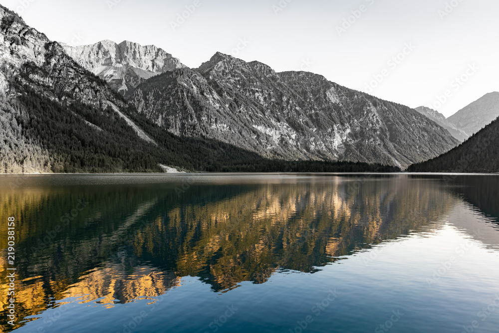 Lake in the mountain reflections Lake in the mountain reflections