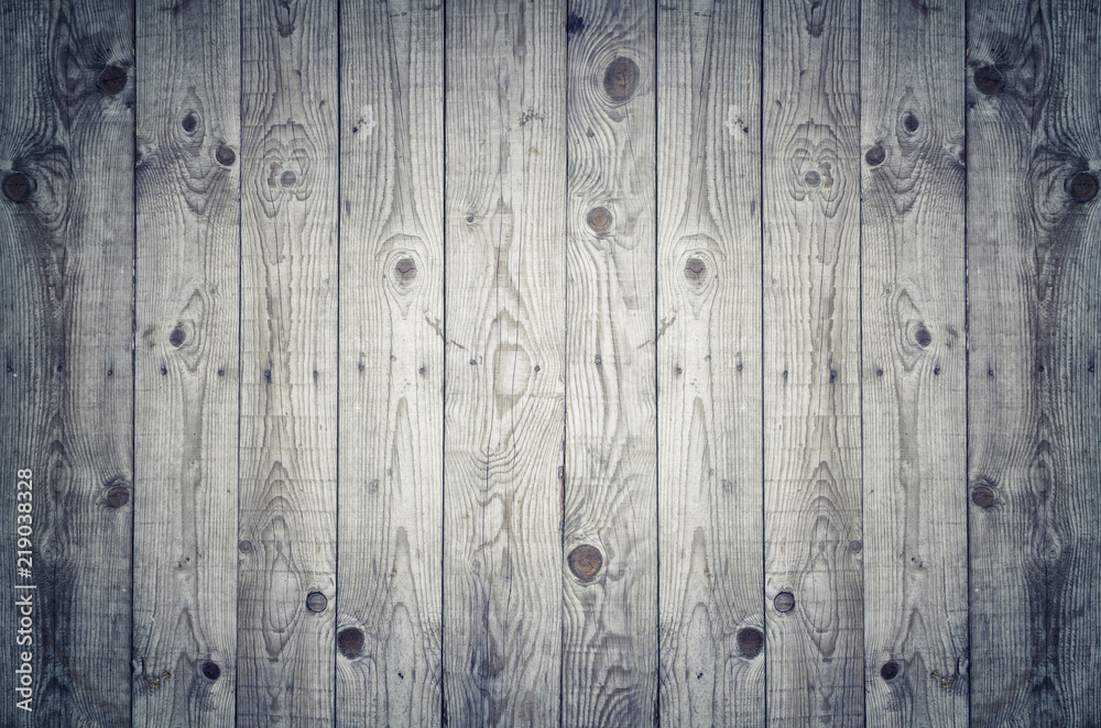 Naklejka premium Vintage wooden boards. Front view with copy space. Background for design.
