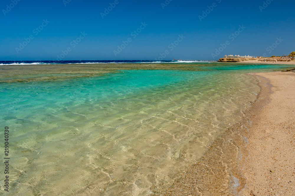 View of the Clean and Clear Red Sea on the Egyptian Beach in Marsa Alam