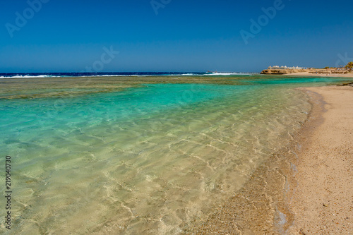 View of the Clean and Clear Red Sea on the Egyptian Beach in Marsa Alam