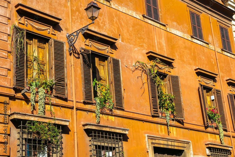 Naklejka premium View on the historic architecture in Rome, Italy on a sunny day.