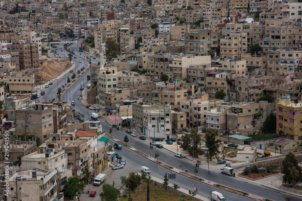 The city view of Amman city in Jordan