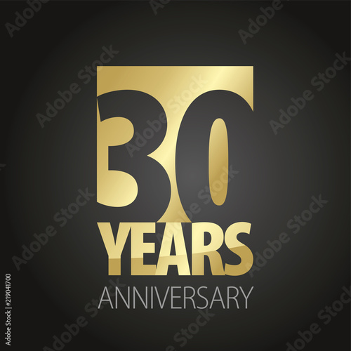 30 Years Anniversary gold black logo icon banner