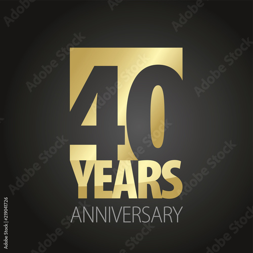 40 Years Anniversary gold black logo icon banner