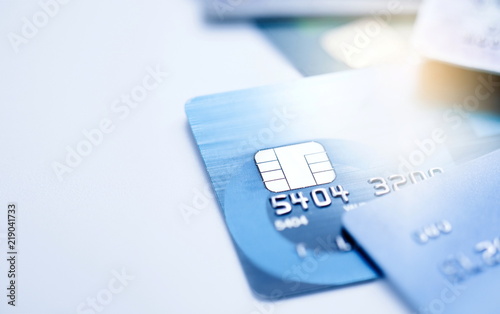 Finance concept,Selective focus microchip on Credit card or Debit card.