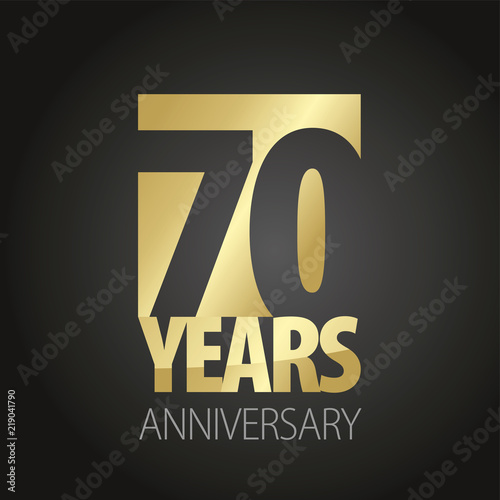 70 Years Anniversary gold black logo icon banner