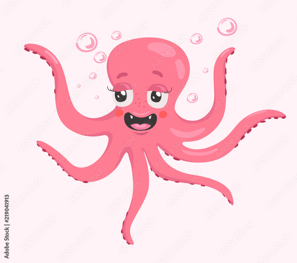 Funny fabulous octopus. Cartoon print for kids. Funny fabulous octopus. Cartoon print for kids.