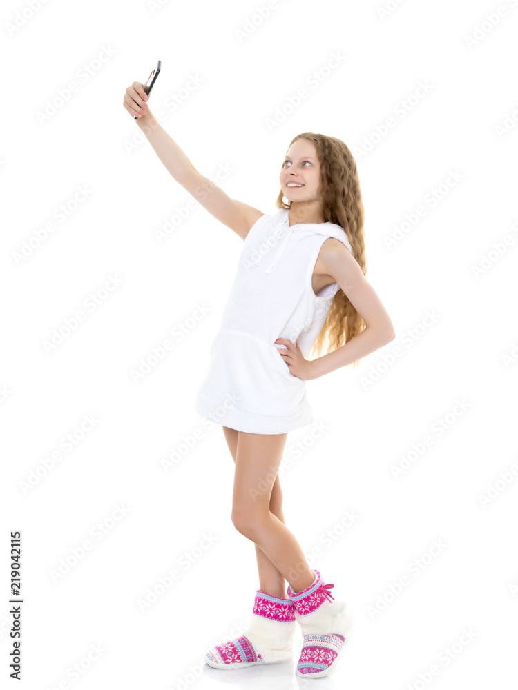 cute little girl making selfie cute little girl making selfie