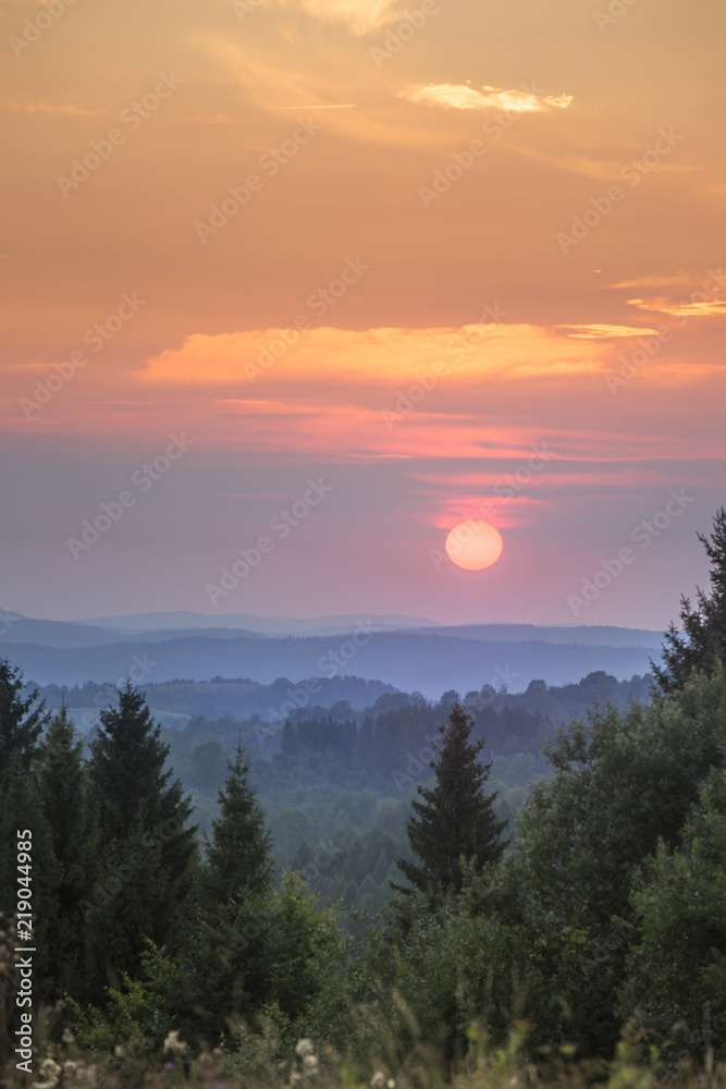 Zachód słońca w Bieszczadach