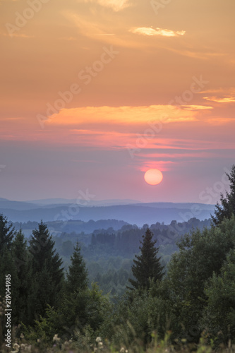 Zachód słońca w Bieszczadach