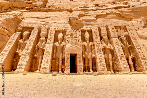 The temple of Hathor and Nefertari, dedicated to the goddess Hathor and Ramesses II's queen, Nefertari, at Abu Simbel, Egypt. photo