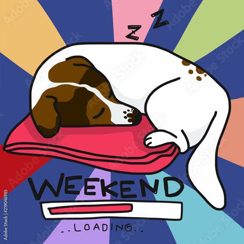 Jack Russell dog weekend loading cartoon vector illustration