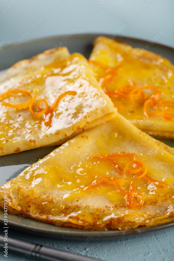 Crepes Suzette on a plate Crepes Suzette on a plate