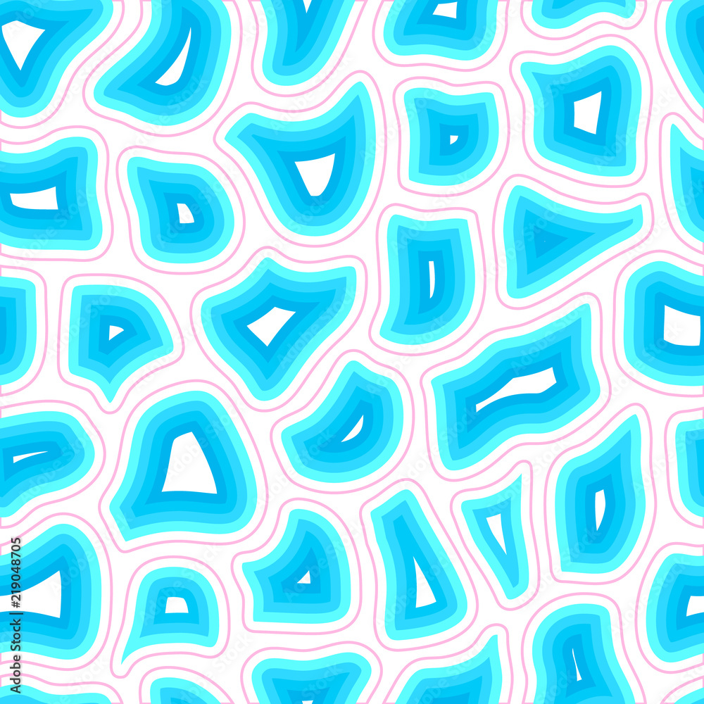 Abstract seamless pattern with many different particles next to each other. Surface is broken to pieces. It looks like maze or puzzles. Wrapping, print on clothes, wallpaper. Vector, eps10