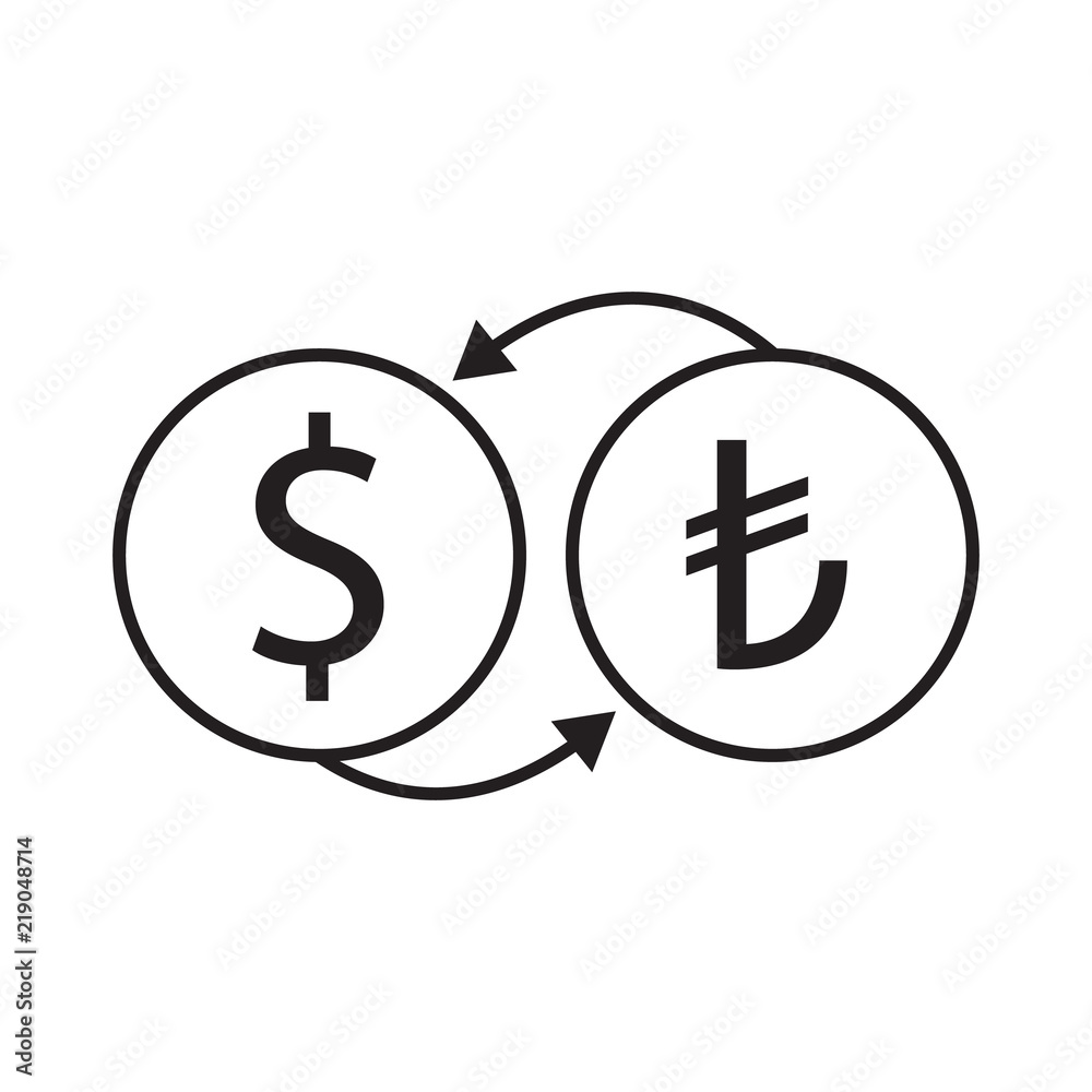 dollar and turkish liras exchange vector icon desing illustration