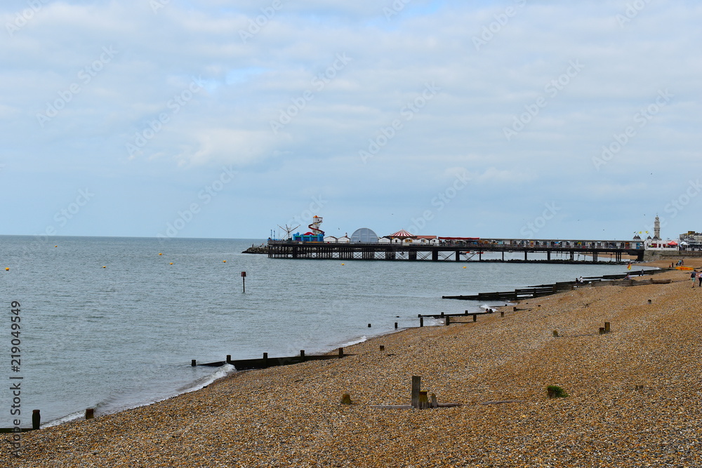 Victorian pier located in the Kent coast town of Herne Bay. Herne Bay, Kent, UK, August, 2018