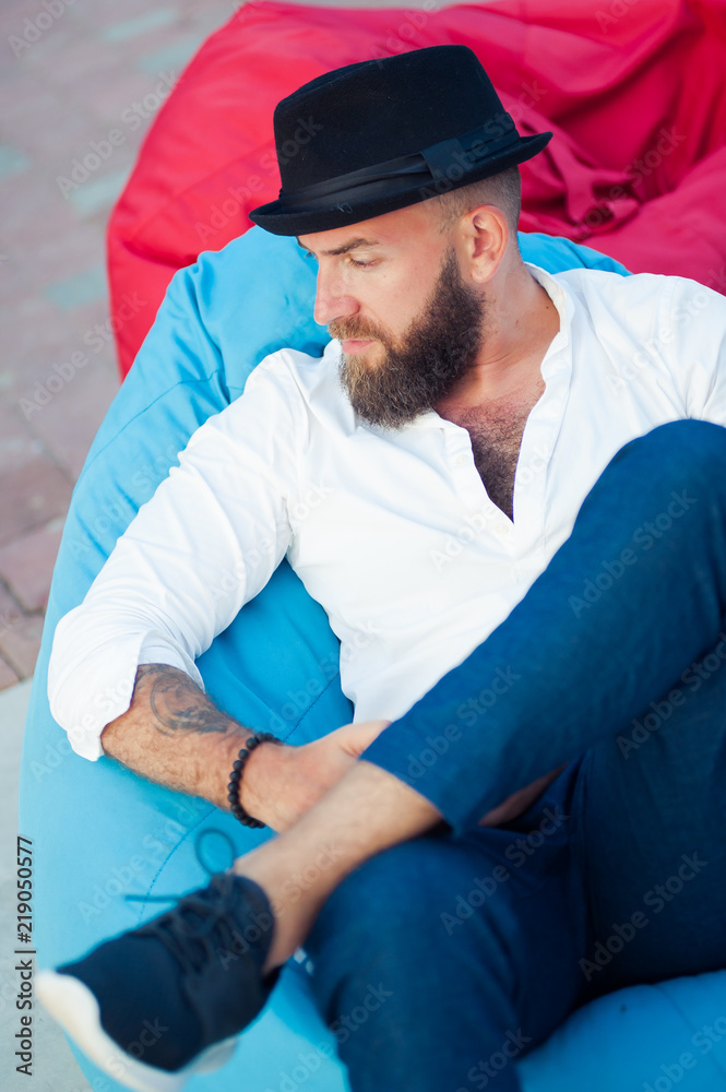 Stylish bearded man in hats. Men's Style. Stylish bearded man in hats. Men's Style.