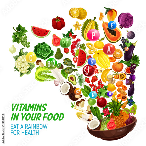 Rainbow color diet vitamin in healthy organic food