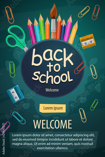 Welcome back to school stationery pencils poster