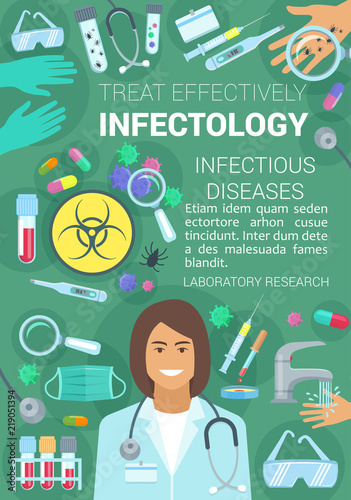 Infections and viruses infectology medicine poster