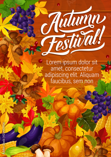 Autumn festival harvest season invitation poster