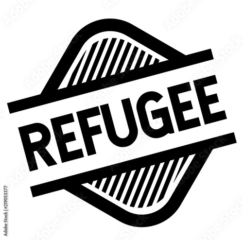 refugee stamp on white