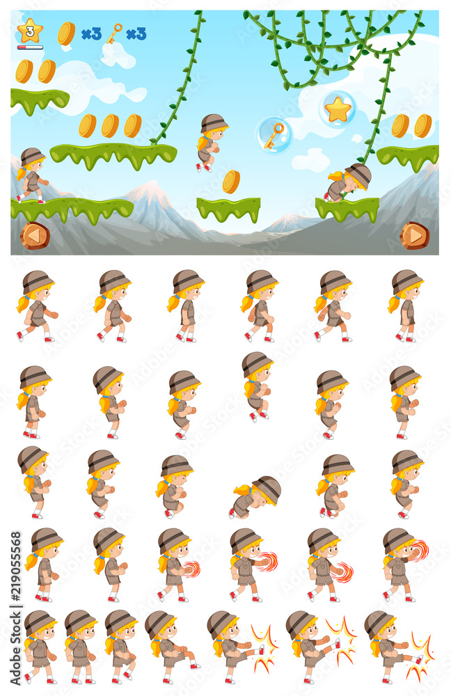 Fototapeta premium A jungle jumping game template