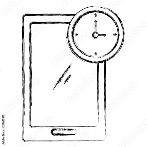 smartphone with time clock vector illustration design