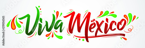 Viva Mexico, traditional mexican phrase holiday, lettering vector illustration
