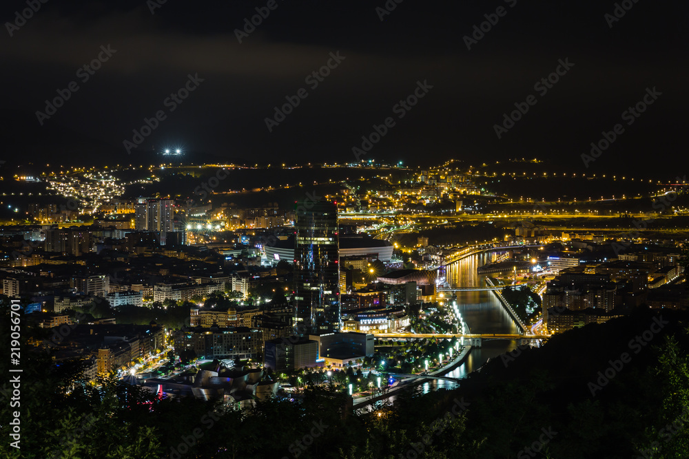 Celebration of bilbao parties with fireworks, Spain