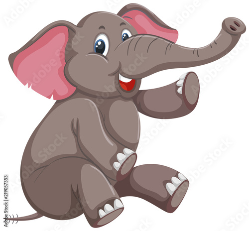 A cute elephant on white background