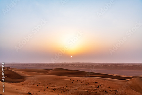 Wahiba Sands at sunrise in Oman.