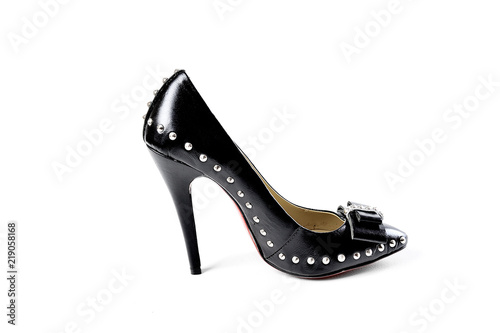 Black high heel fashion shoe on background