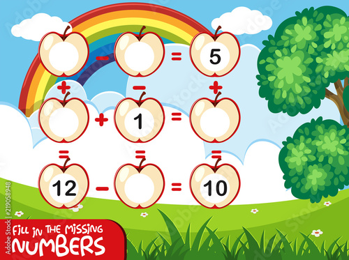 Fill in the missing numbers apple concept