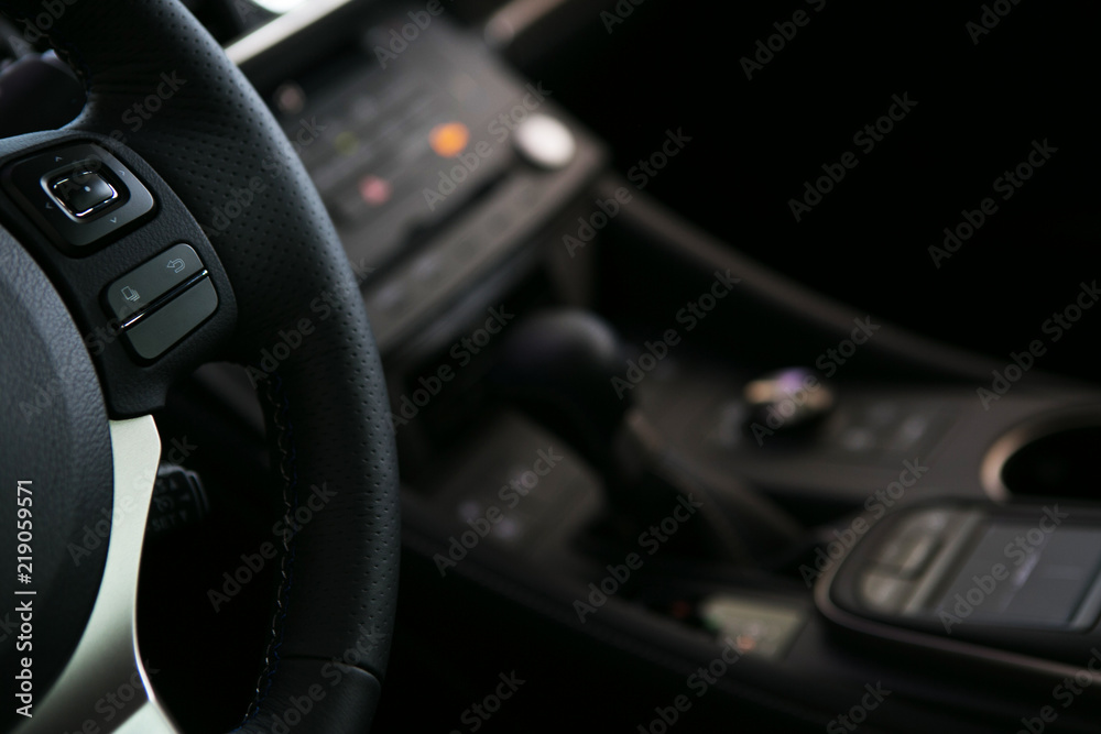 Car control panel close up, dashboard