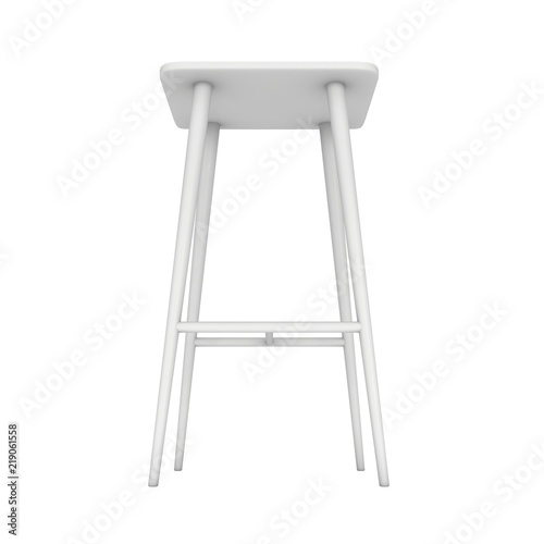 Bar stool furniture 3d render isolated on white. High chair. Bar interior design.