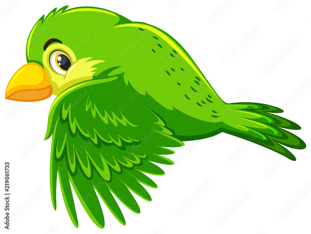 Naklejka premium Cute green bird flying