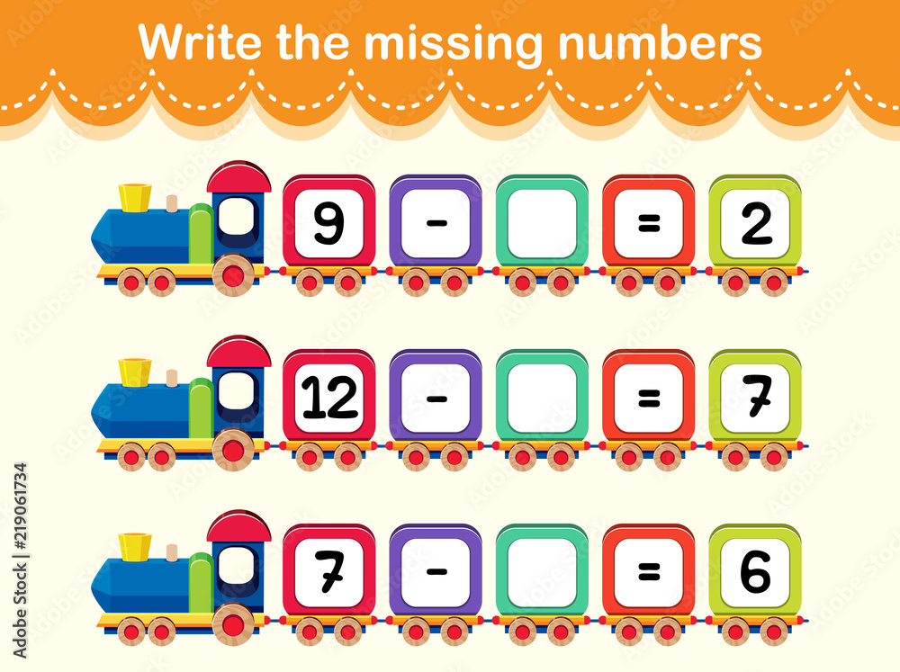 Write the missing numbers train concept Write the missing numbers train concept