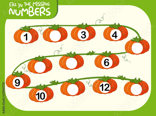 Fill in the missing numbers pumpking concept