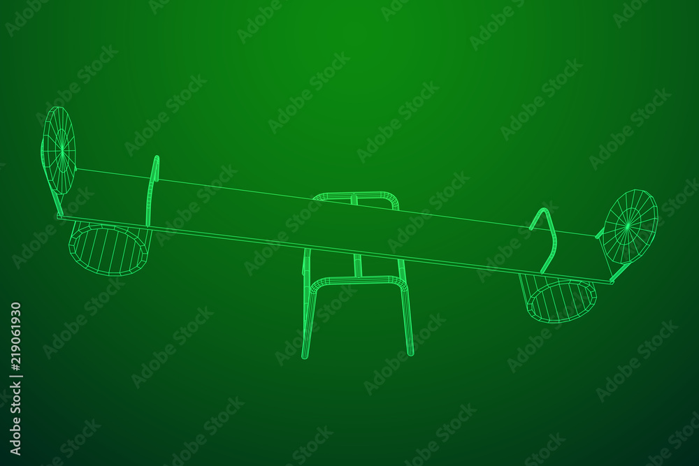 Swing on the playground vector. Seesaw or wooden balance scale. Wireframe low poly mesh vector illustration Swing on the playground vector. Seesaw or wooden balance scale. Wireframe low poly mesh vector illustration