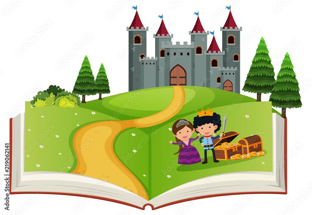 Open book fairy tale story
