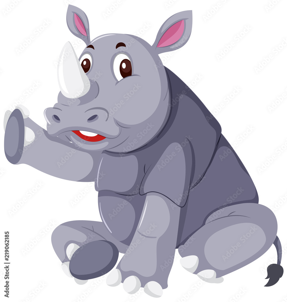 A cute rhinoceros on white background A cute rhinoceros on white background