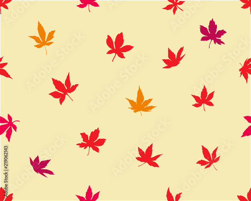 Vector seamless pattern background with colorful autumn leaves   maple leaf   Japanese momiji leaves