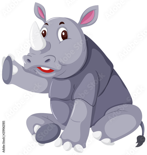 A cute rhinoceros on white background