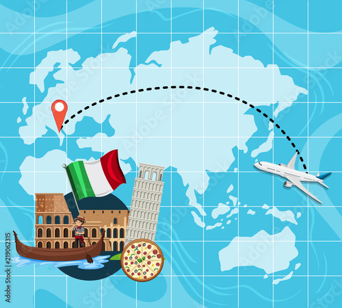 Travel map to Italy