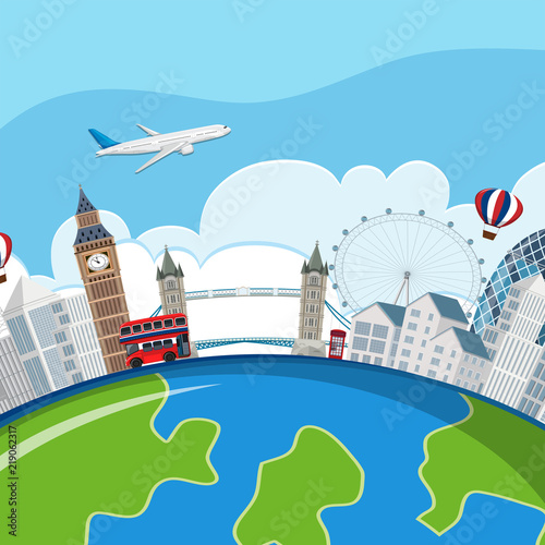 Canvas Print london landmarks planet concept