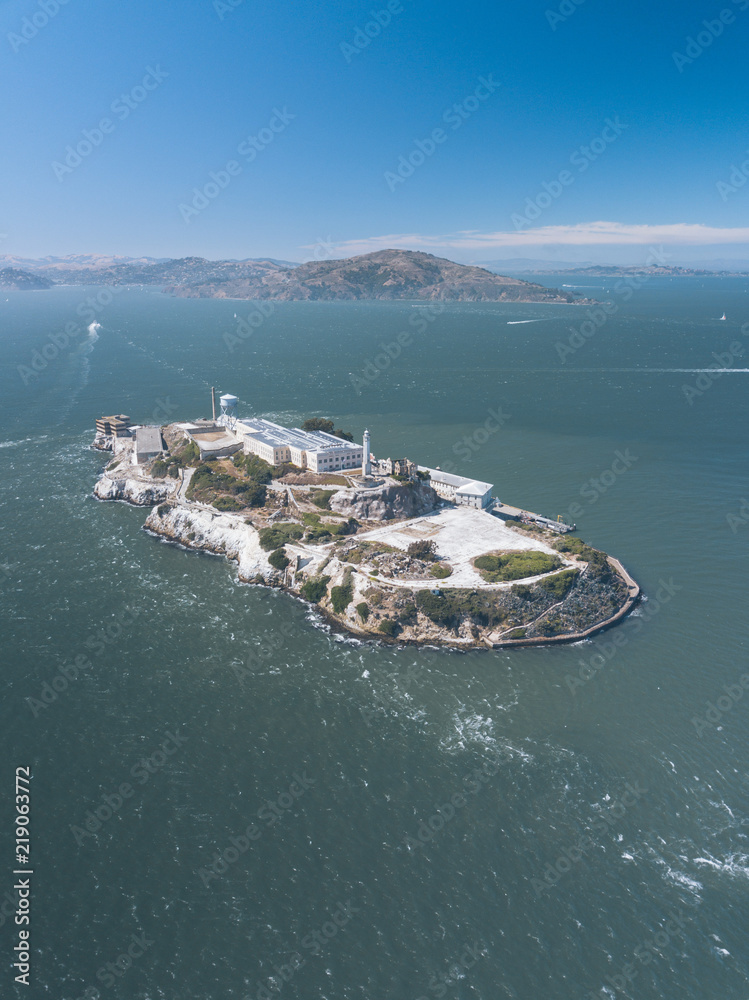 Aerial San Francisco Alcatraz Island Prison Jail Drone Top Down Stock Photo  | Adobe Stock