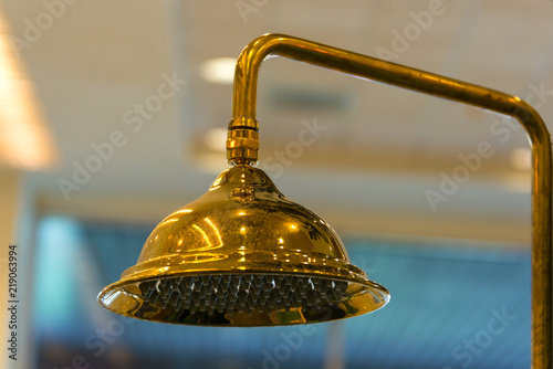 Modern golden shower bathroom interior vintage style photo