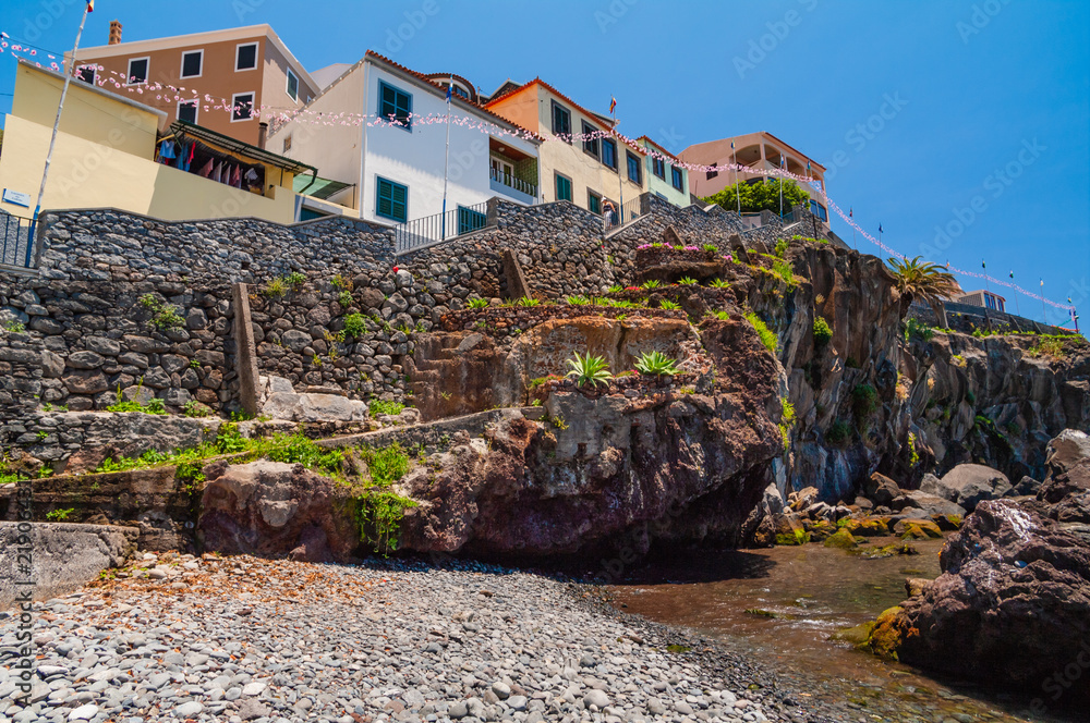 The village on the shore of the ocean. Madeira. Portugal