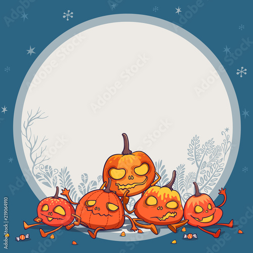 jack o' lantern pumpkins monster character design vector illustration